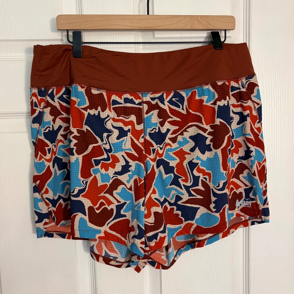 REI Co-op Running Shorts XL Multicolor Swiftland Abstract Print Liner Activewear